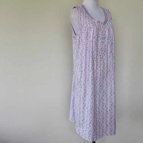 Violet Purple Floral Nightgown Pullover Sleeveless SECRET TREASURES Medium - Picture 8 of 8